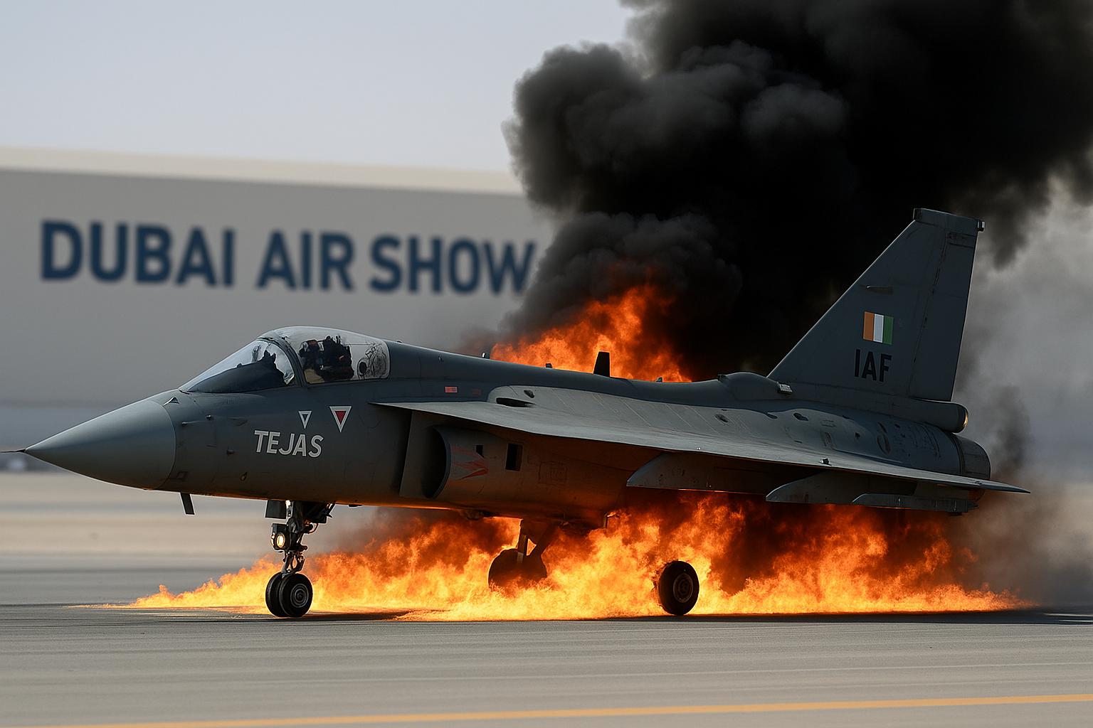 Tejas fighter jet crashes during performance at Dubai Air Show