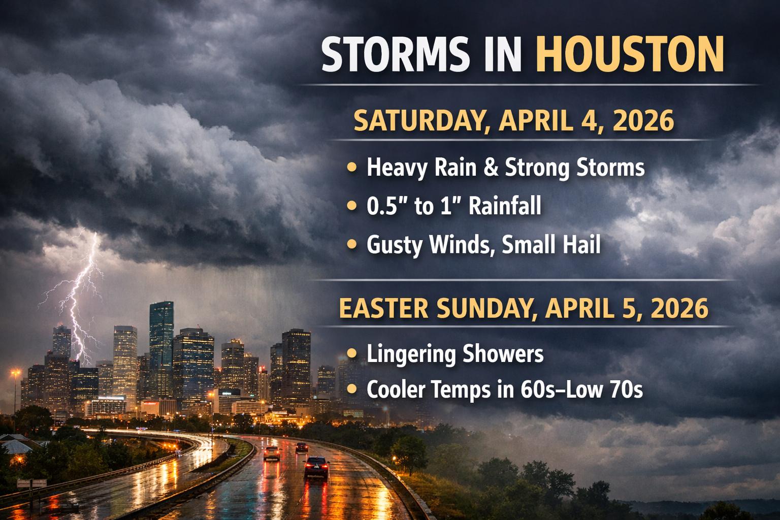Houston rain timeline updated storms peak Saturday into Easter weekend