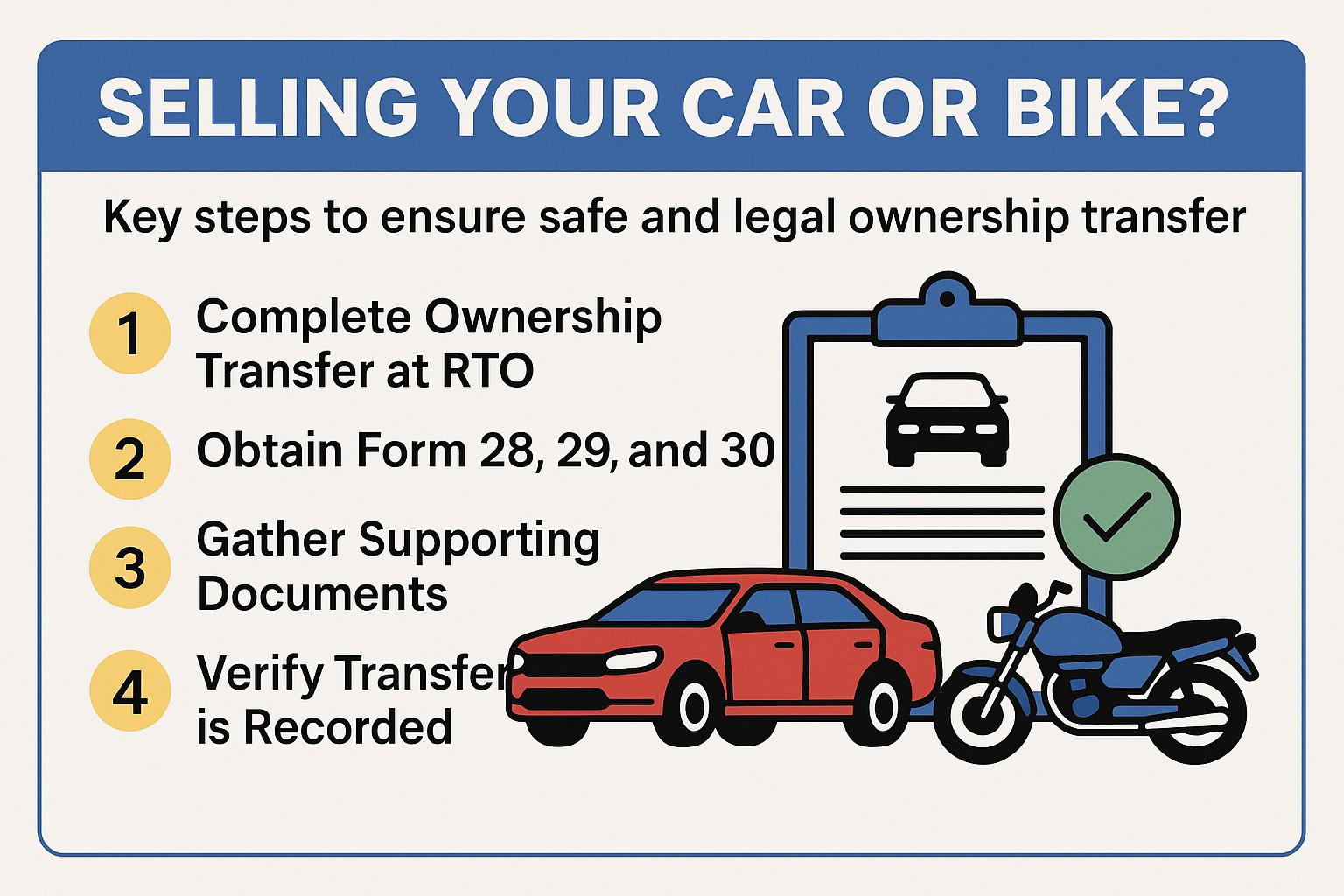 Selling your car or bike Key steps to ensure safe and legal ownership transfer