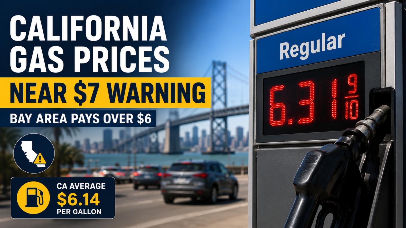 California Gas Prices Near $7 Warning as Bay Area Pays Over $6