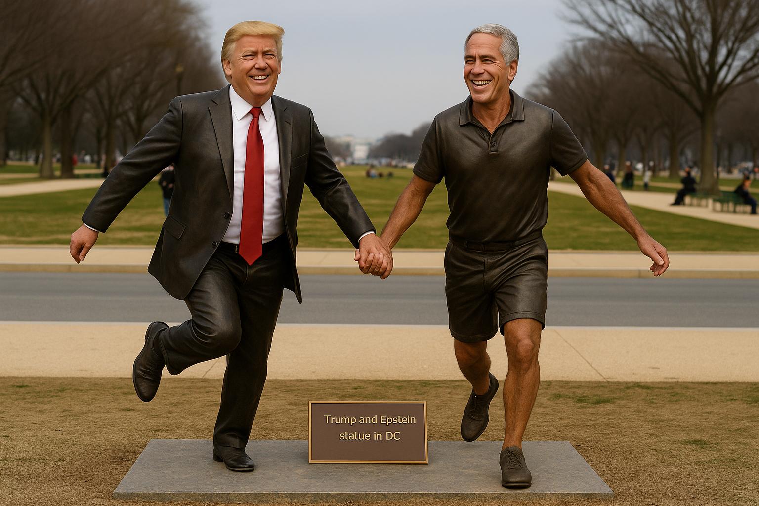 Statue of Trump and Epstein holding hands appears on National Mall