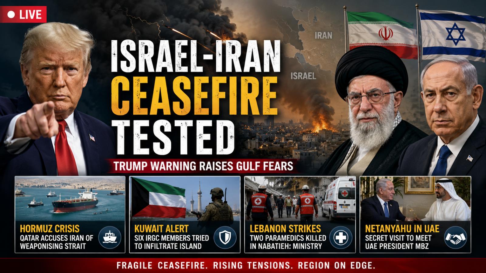Israel-Iran Ceasefire Tested as Trump Warning Raises Gulf Fears