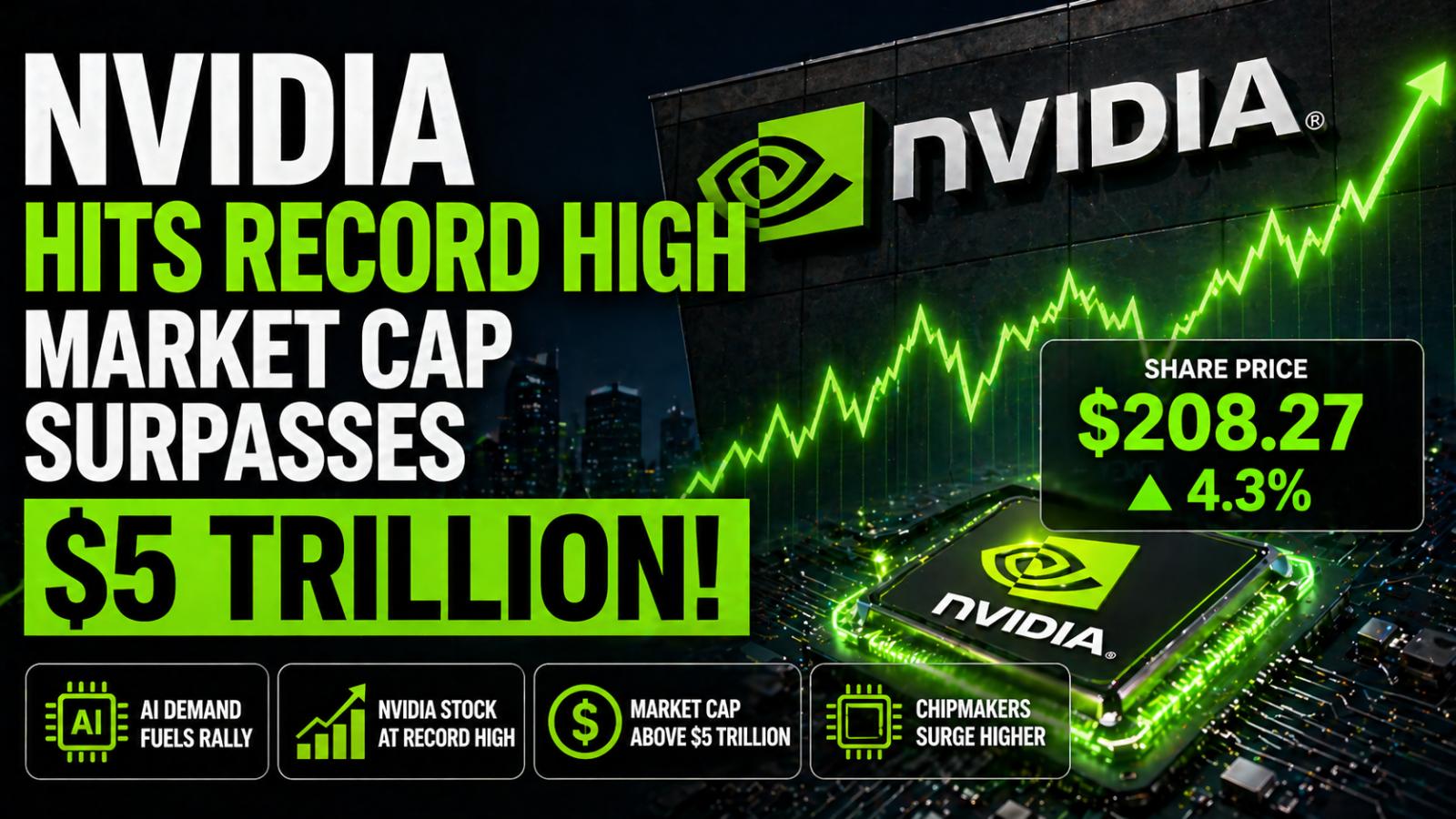 Nvidia stock hits record high, pushes market cap above $5 trillion