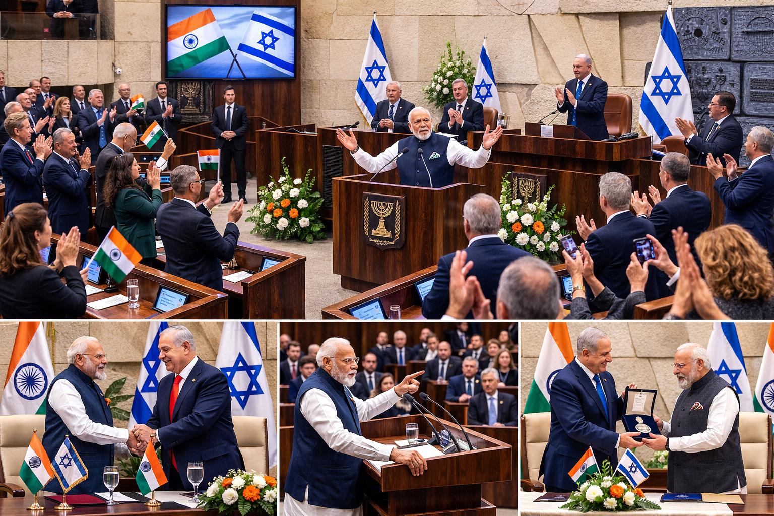 Modi receives standing ovation during historic address at Knesset
