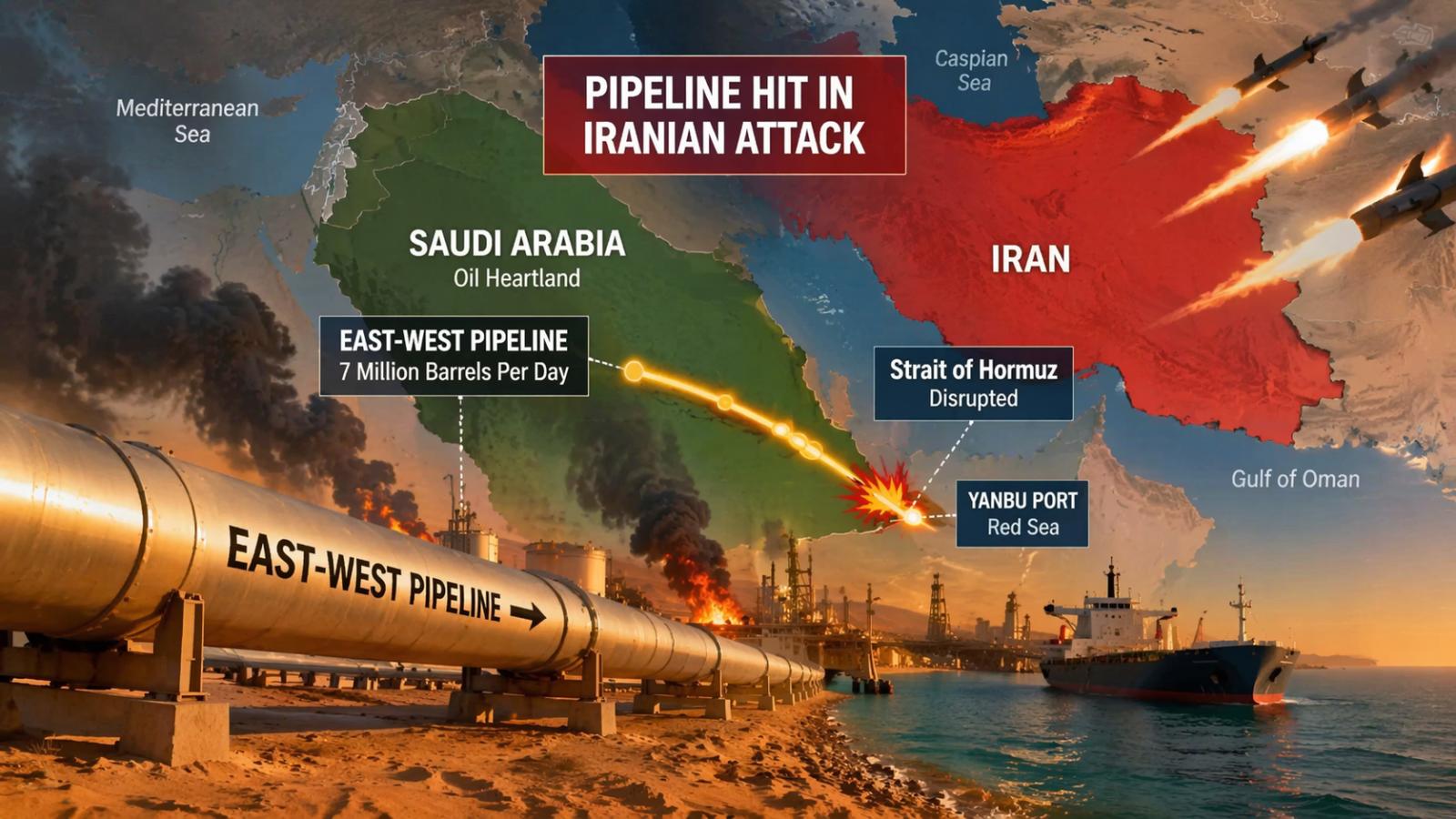 Saudi oil pipeline hit in Iranian attack, raising global energy concerns