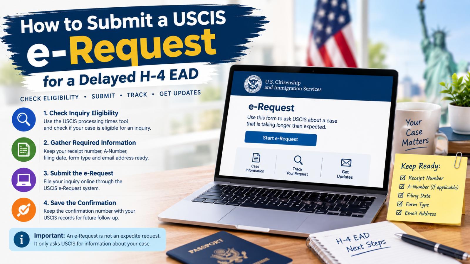 How to Submit a USCIS e-Request for a Delayed H-4 EAD