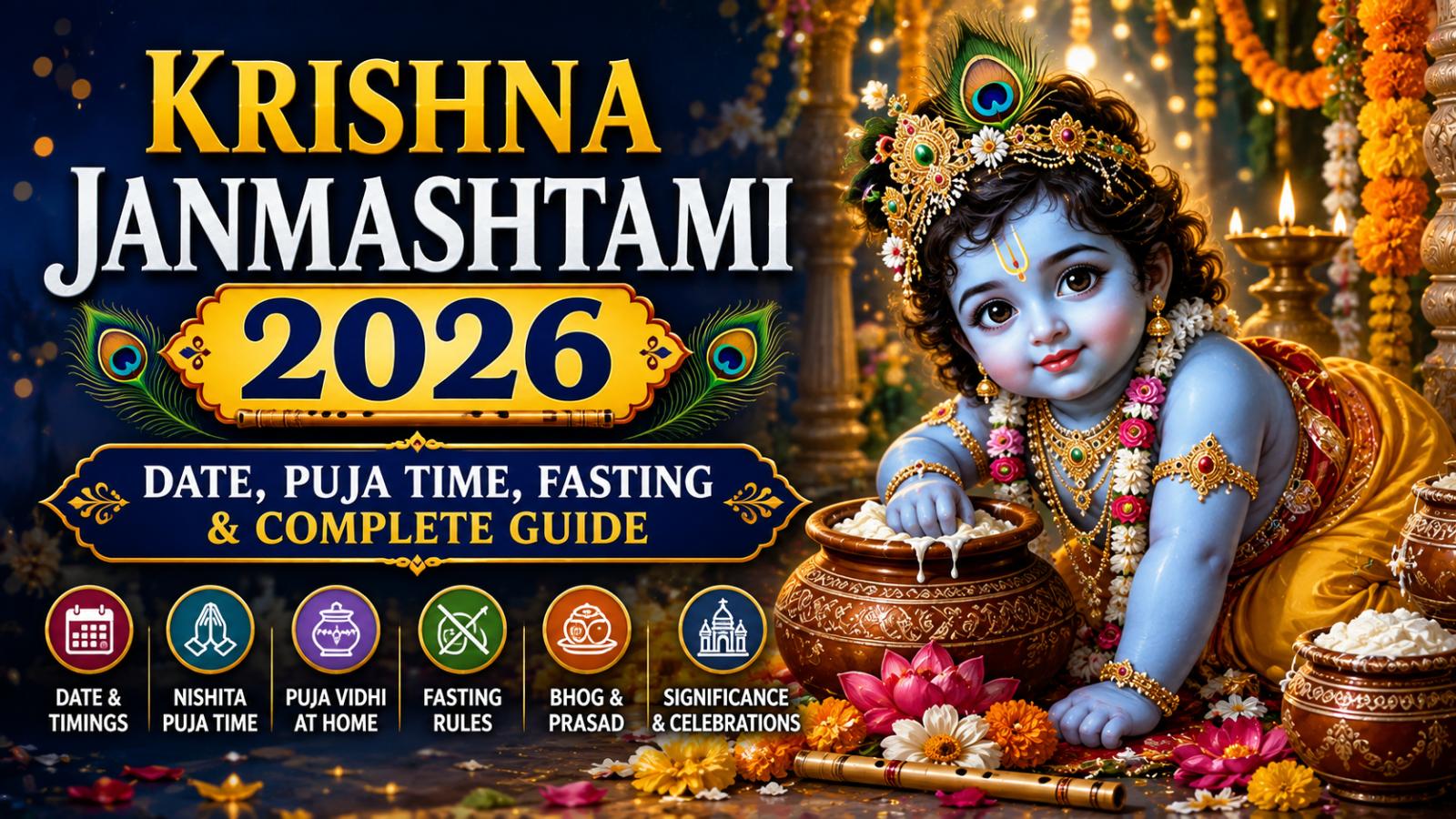 Krishna Janmashtami 2026: Date, Puja Time, Fasting & Complete Guide