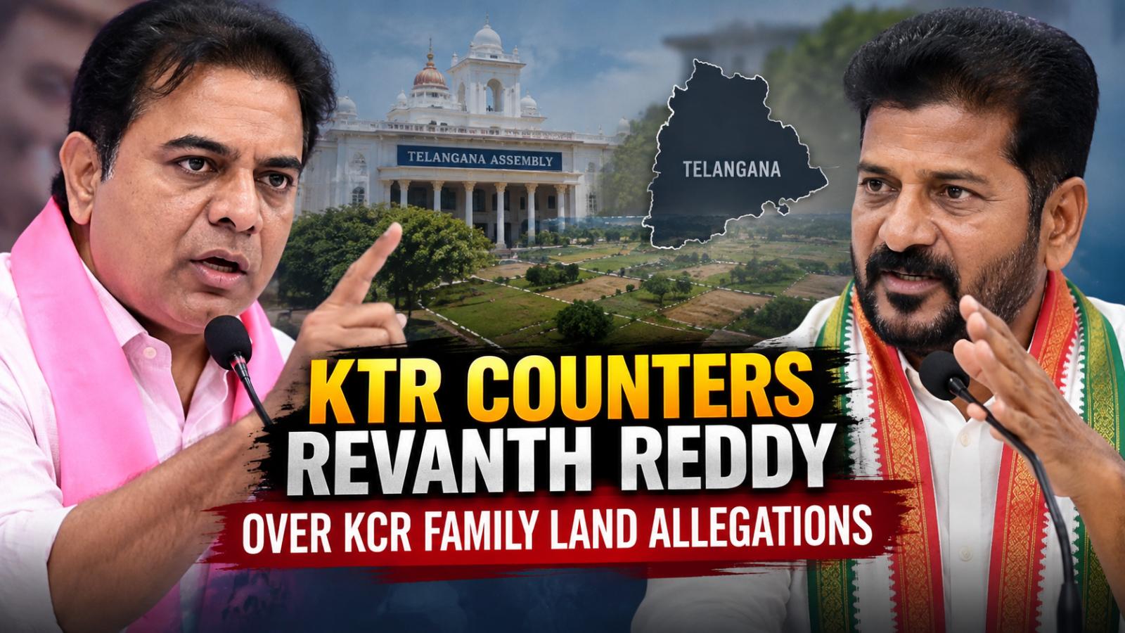 KTR Counters Revanth Reddy Over KCR Family Land Allegations