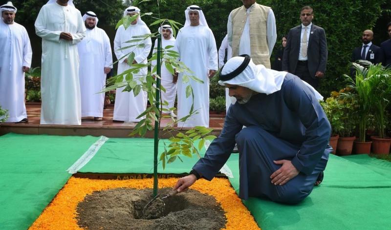 UAE Crown Prince Plants Sapling at Rajghat, Continuing Three-Generation Tradition