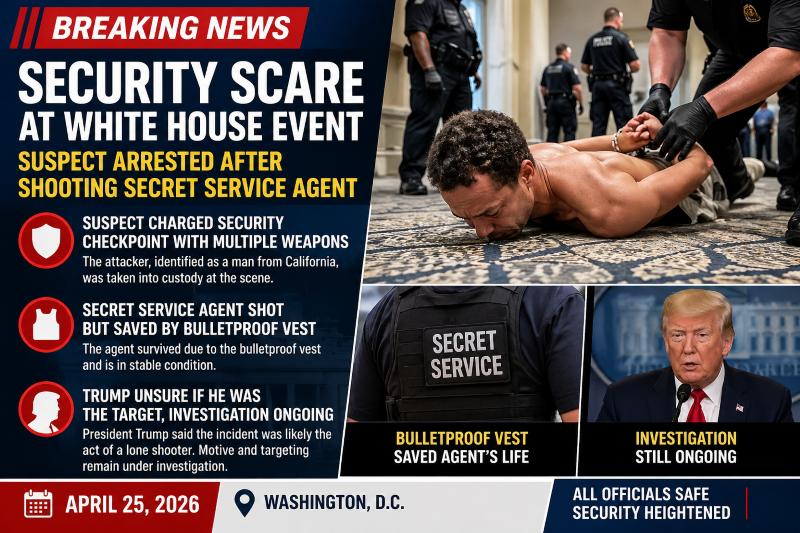 Secret Service Agent Shot at White House Event, Suspect Arrested