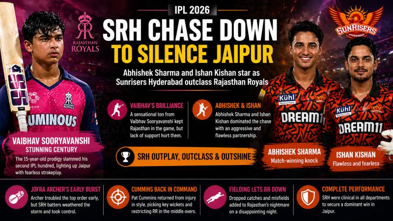 SRH Chase Down 228 as Abhishek, Ishan Outshine Vaibhav’s IPL Ton