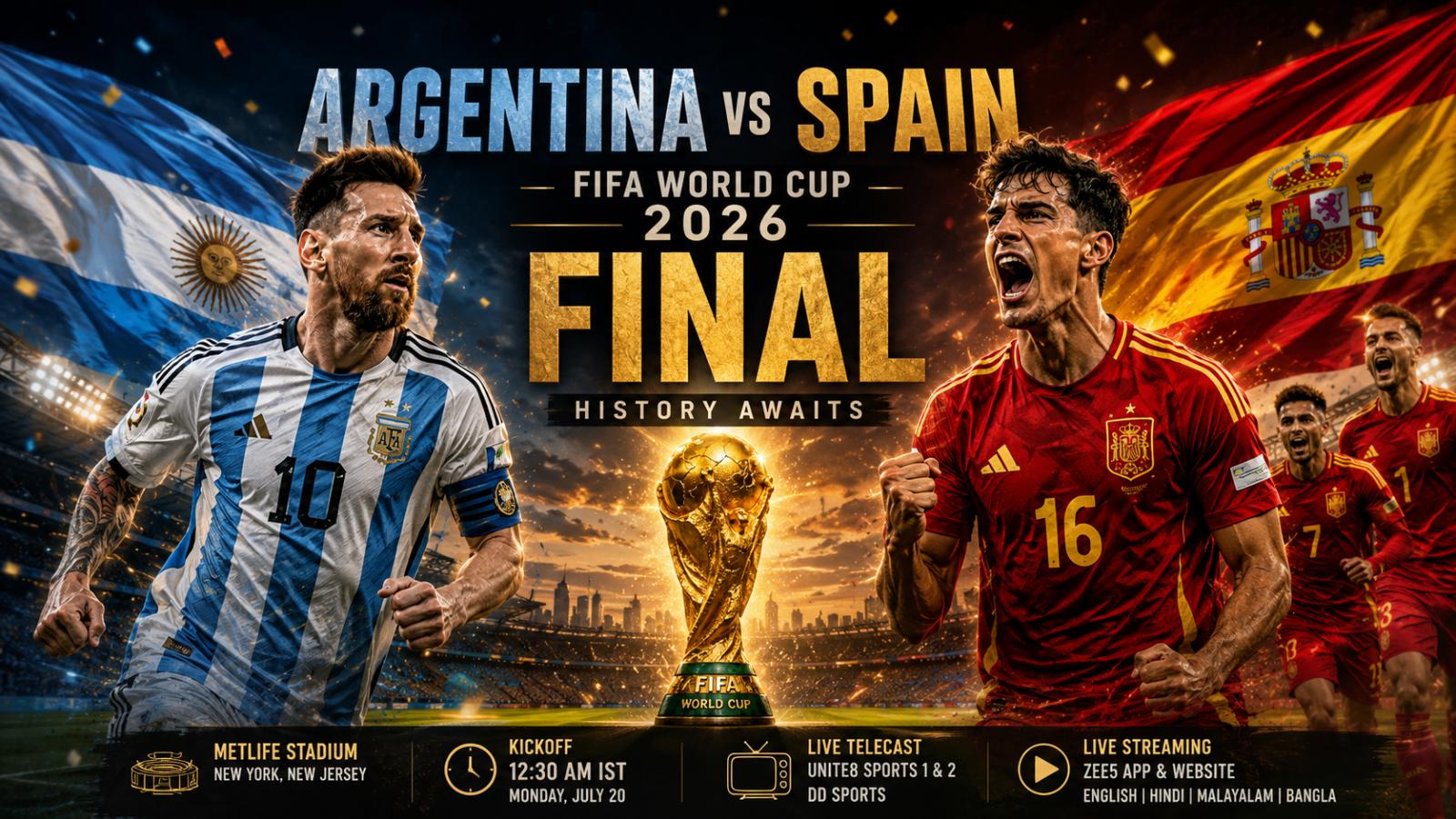 Argentina vs Spain FIFA World Cup 2026 Final Live Guide