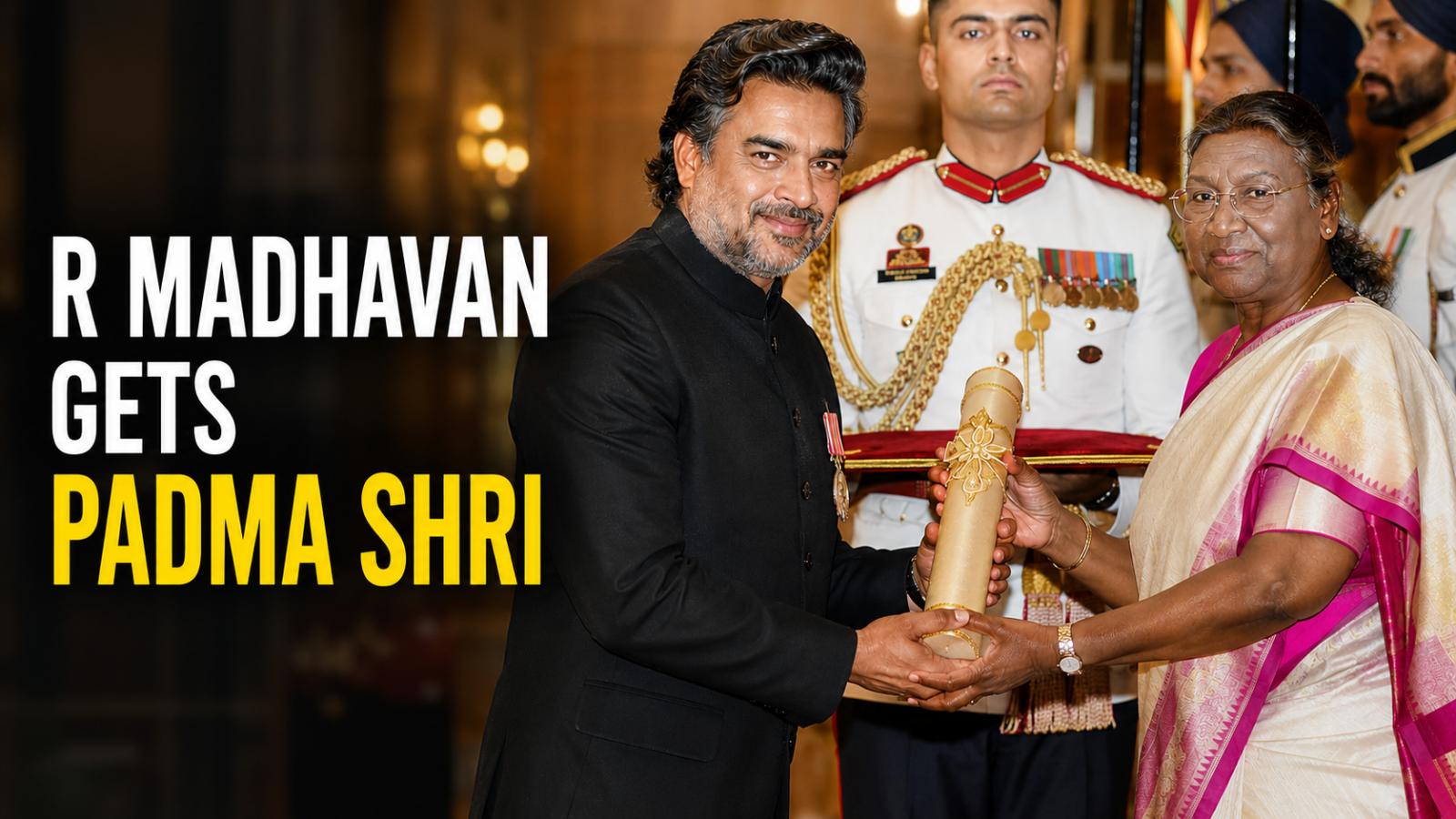 R Madhavan Receives Padma Shri, Greets PM Modi At Ceremony