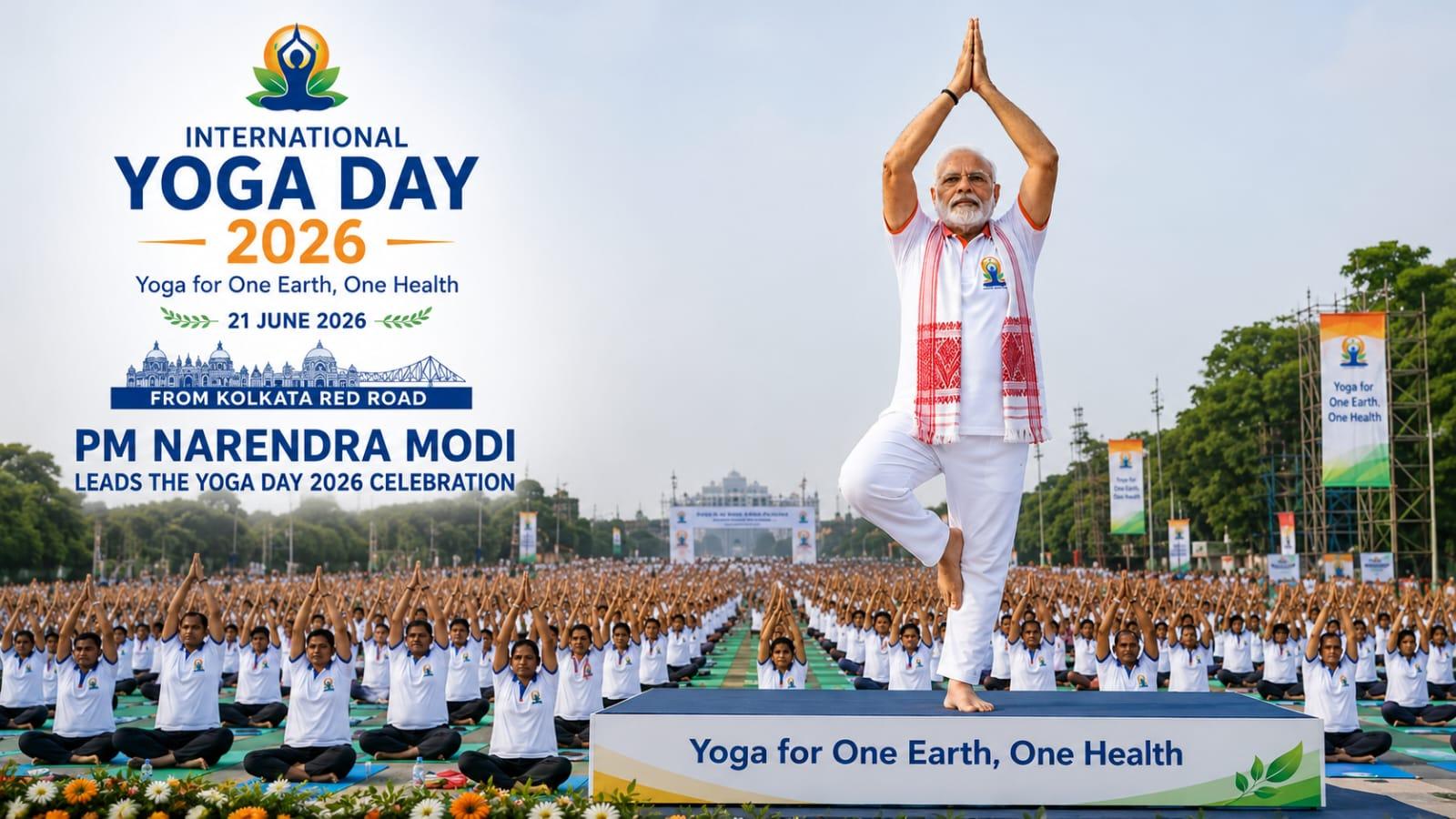 PM Modi Leads Yoga Day 2026 Event At Kolkata Red Road