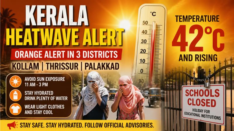 Kerala Heatwave Alert: Orange Warning In 3 Districts, Schools Closed Amid Rising Heat