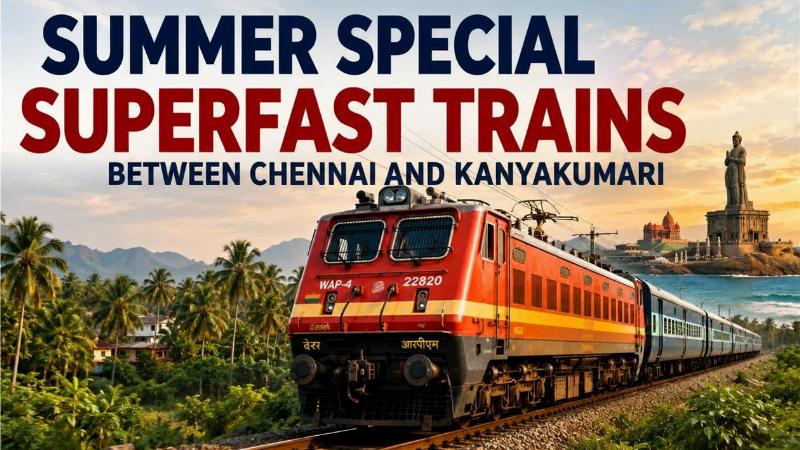 Summer Special Superfast Trains Between Chennai and Kanyakumari Announced