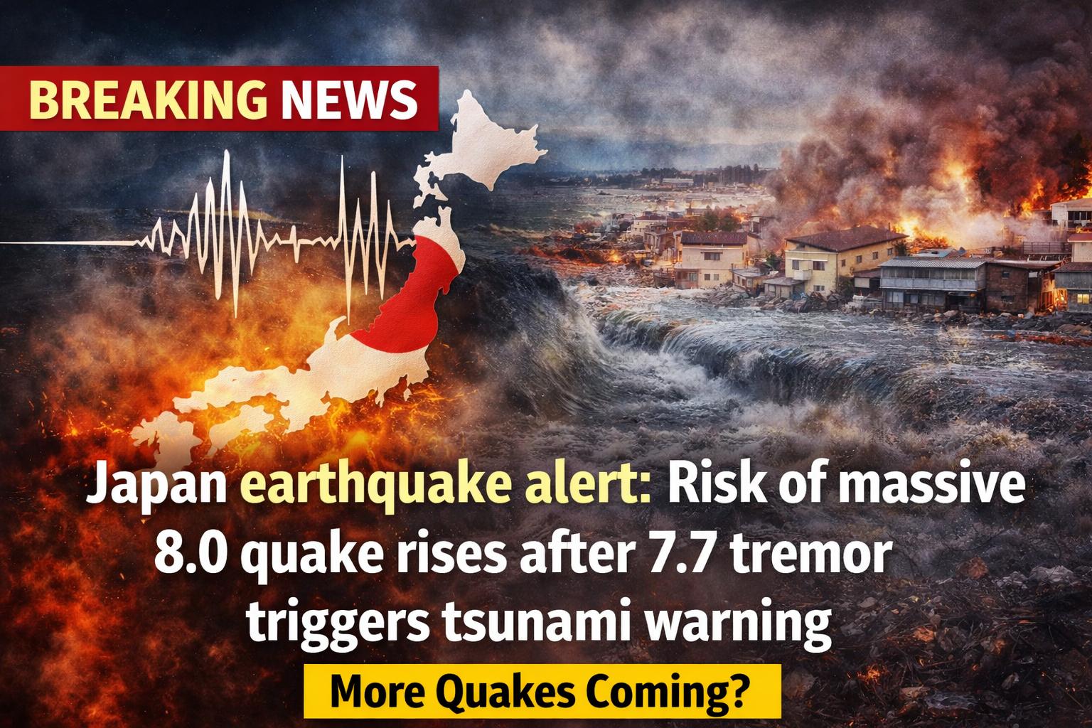 Japan earthquake alert Risk of massive 8.0 quake rises after 7.7 tremor triggers tsunami warning