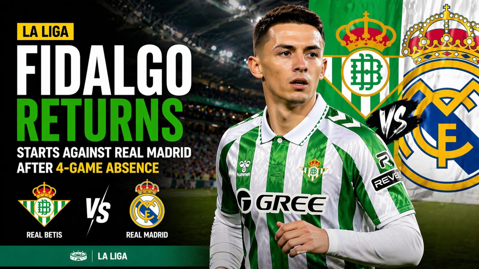 Álvaro Fidalgo Returns to Start for Betis vs Real Madrid After 4-Game Absence