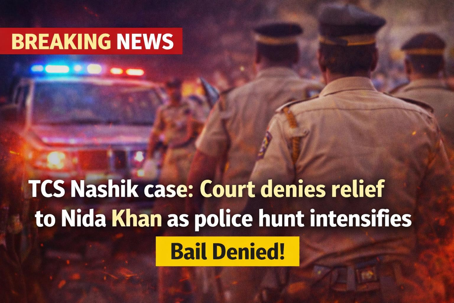TCS Nashik case Court denies relief to Nida Khan as police hunt intensifies