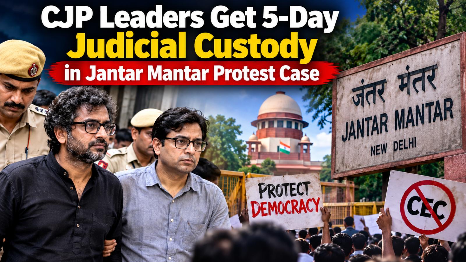 CJP Leaders Get 5-Day Judicial Custody in Jantar Mantar Protest Case