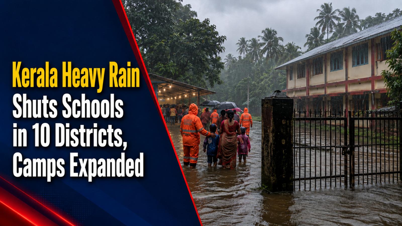 Kerala heavy rain shuts schools in 10 districts, camps expanded