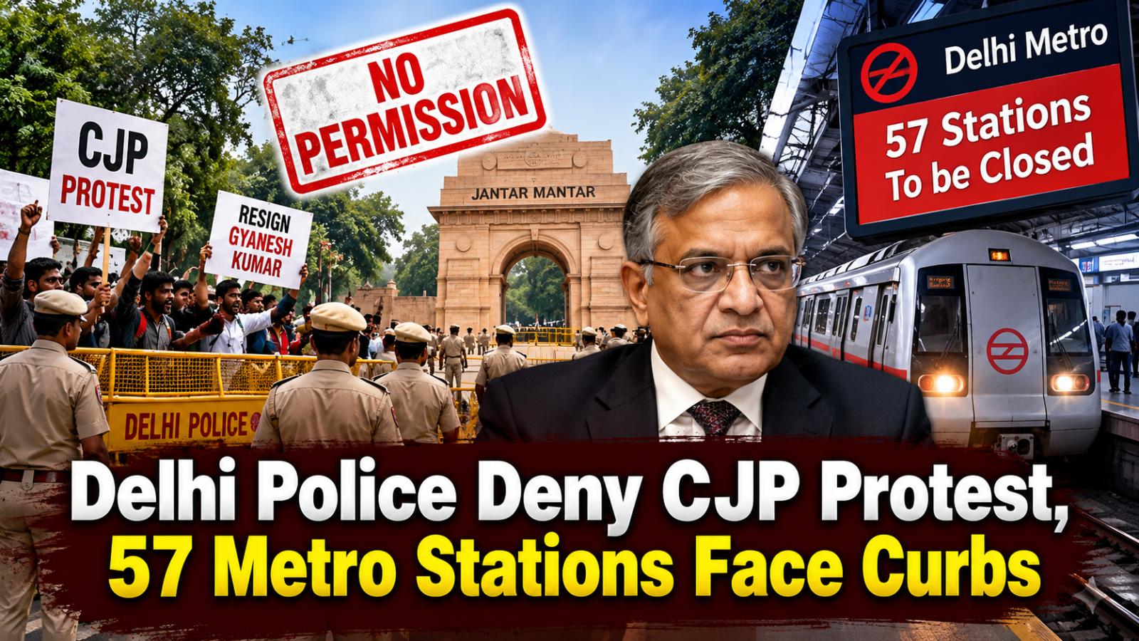 Delhi Police Deny CJP Protest, 57 Metro Stations Face Curbs