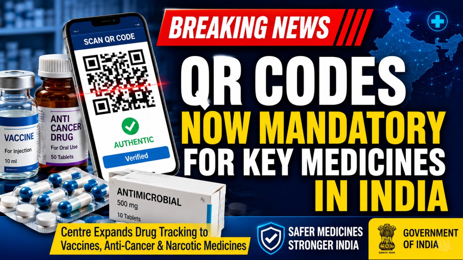 India Expands QR Code Rule for Vaccines and Critical Medicines to Fight Fake Drugs
