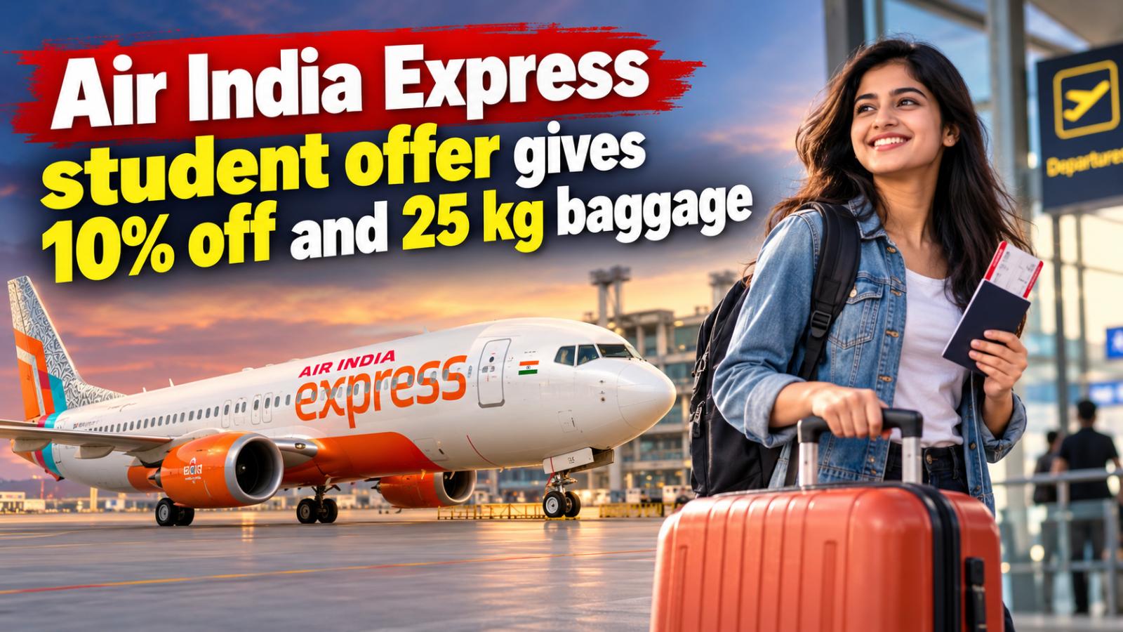 Air India Express student offer gives 10% off and 25 kg baggage