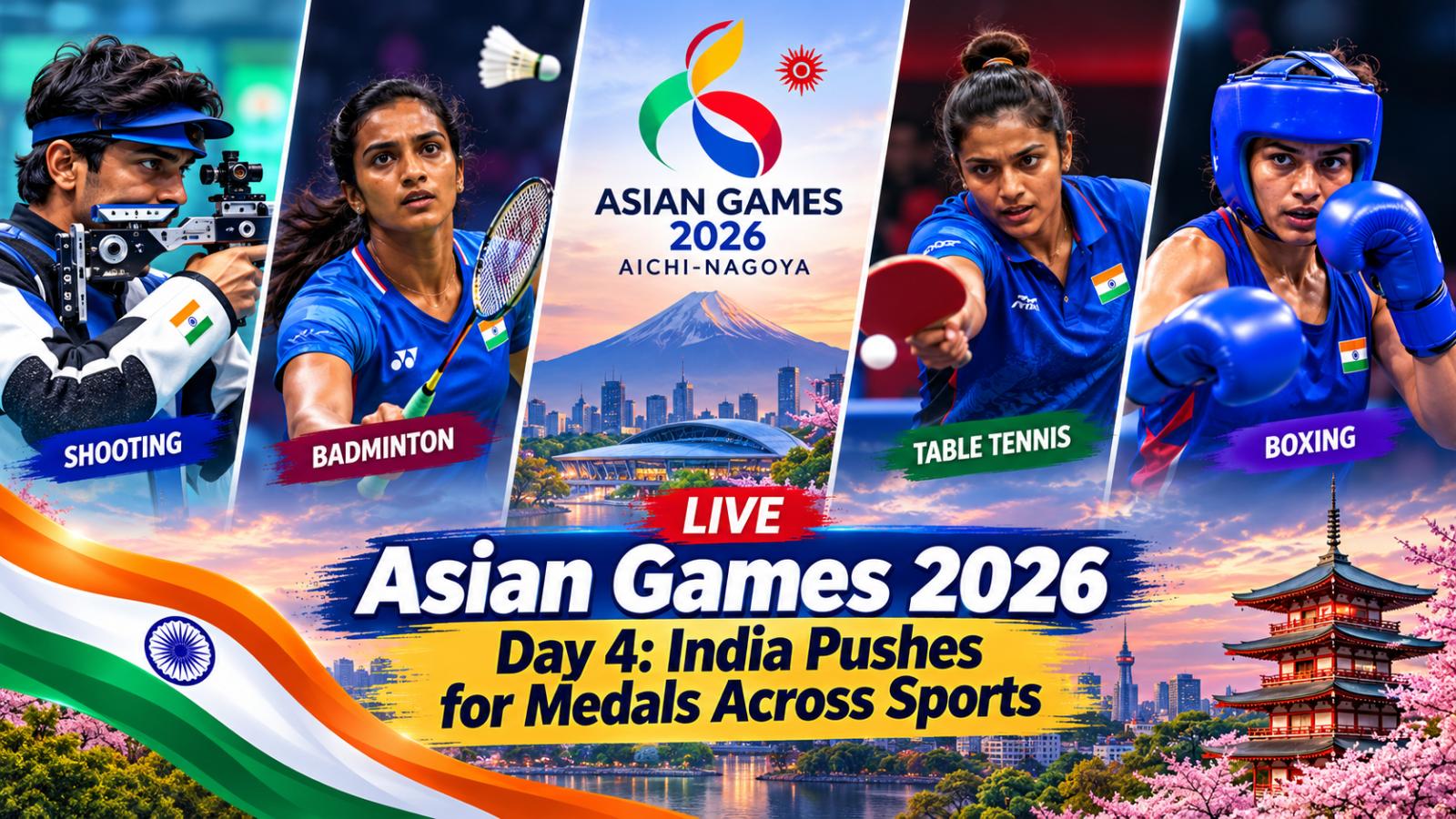 Asian Games 2026 Day 4: India Pushes for Medals Across Sports