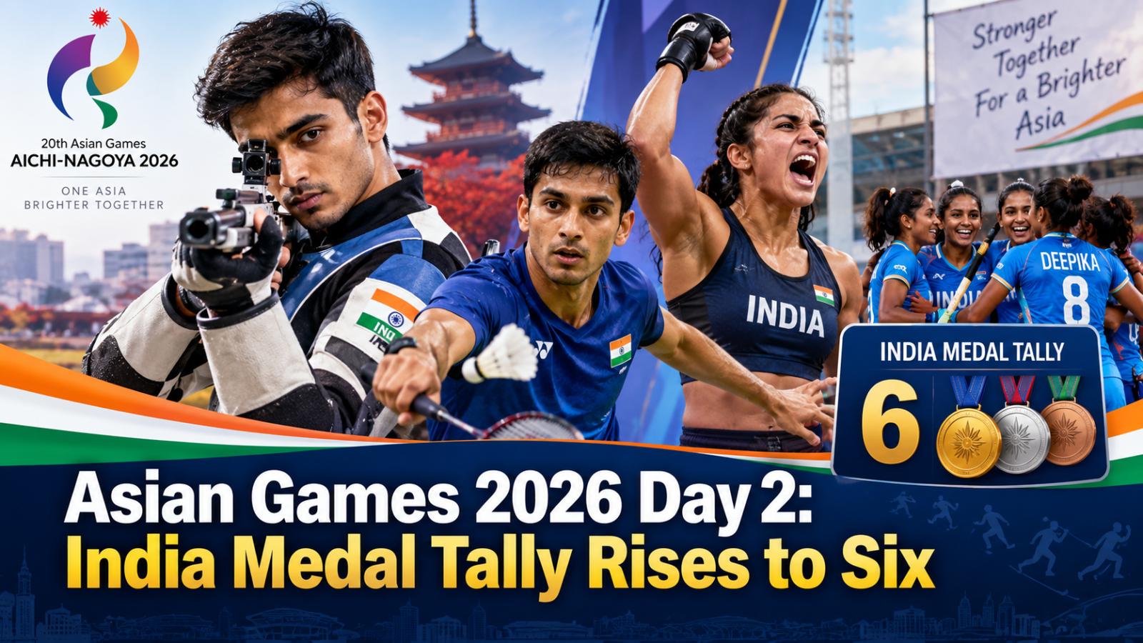 Asian Games 2026 Day 2: India medal tally rises to six