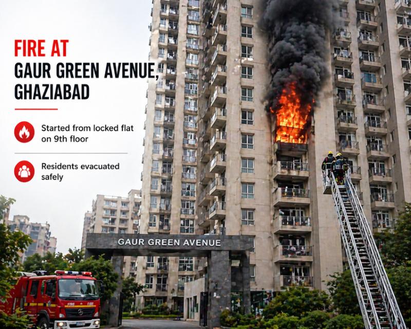 Massive Fire Breaks Out at Gaur Green Avenue in Ghaziabad, Residents Evacuated