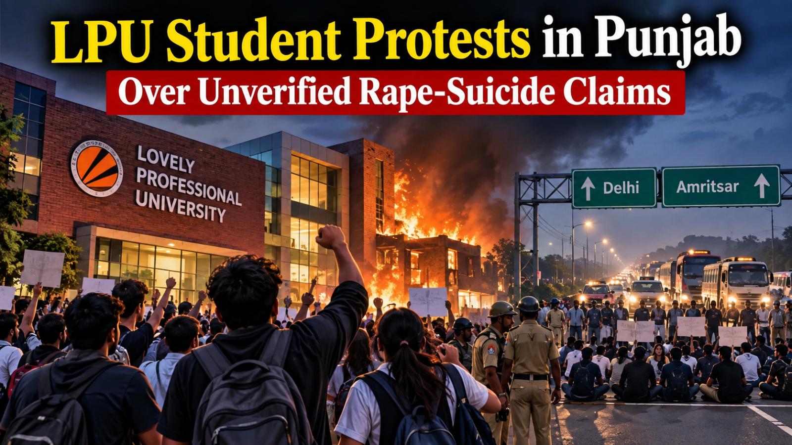 LPU student protests in Punjab over unverified rape-suicide claims