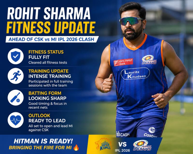 Rohit Sharma Fitness Update Ahead Of CSK vs MI IPL 2026 Clash