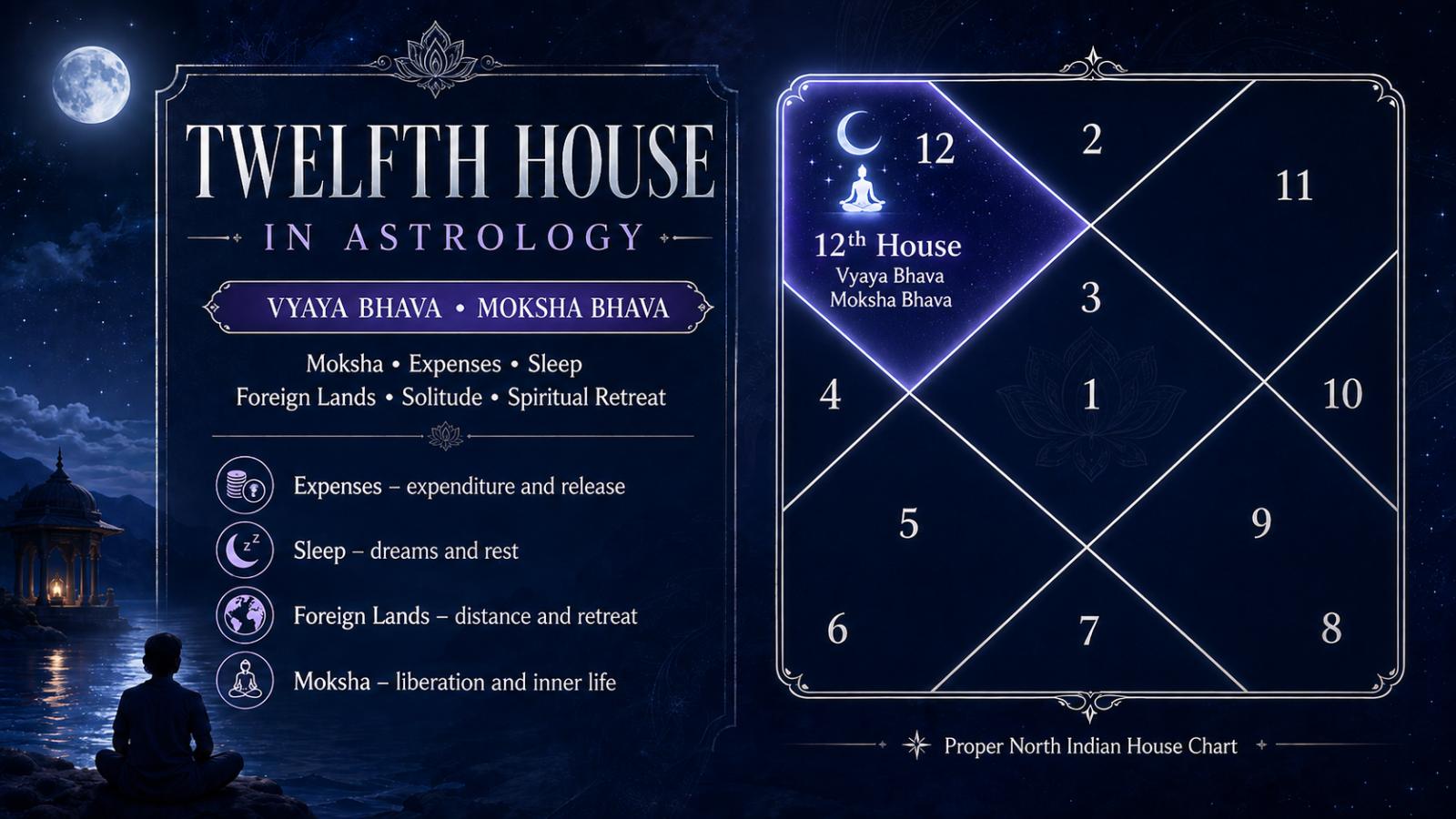 Twelfth House in Astrology: Moksha, Expenses, Sleep and Navagrahas