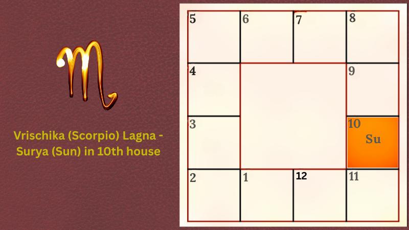 Astrology prediction for Vrischika (Scorpio) Lagna - Surya (Sun) in 10th house