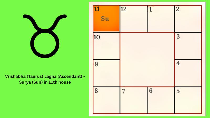 Astrology prediction for Vrishabha (Taurus) Lagna (Ascendant)- Surya (Sun) in 11th house