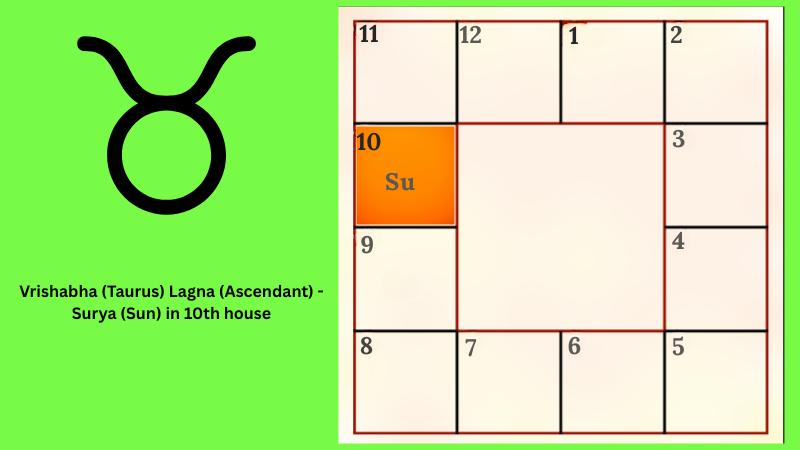 Astrology prediction for Vrishabha (Taurus) Lagna (Ascendant)- Surya (Sun) in 10th house