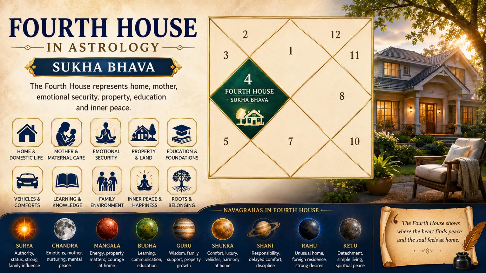 Fourth House in Astrology Home, Mother and Navagrahas