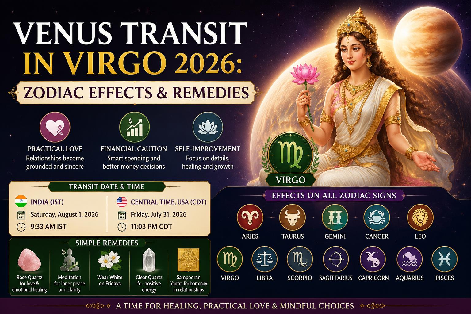 Venus Transit in Virgo 2026: Zodiac Effects and Remedies