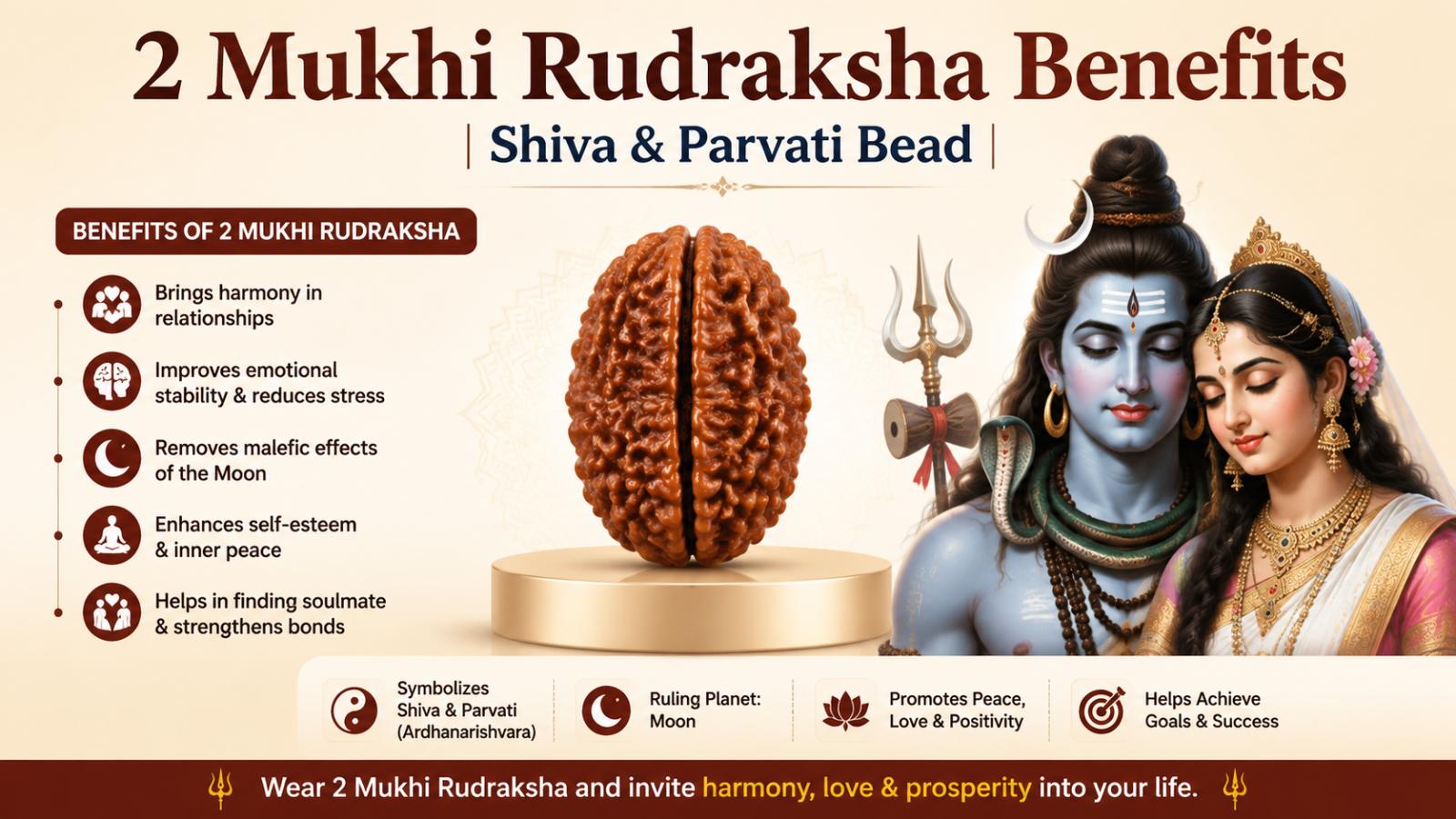 2 Mukhi Rudraksha Benefits | Shiva & Parvati Bead