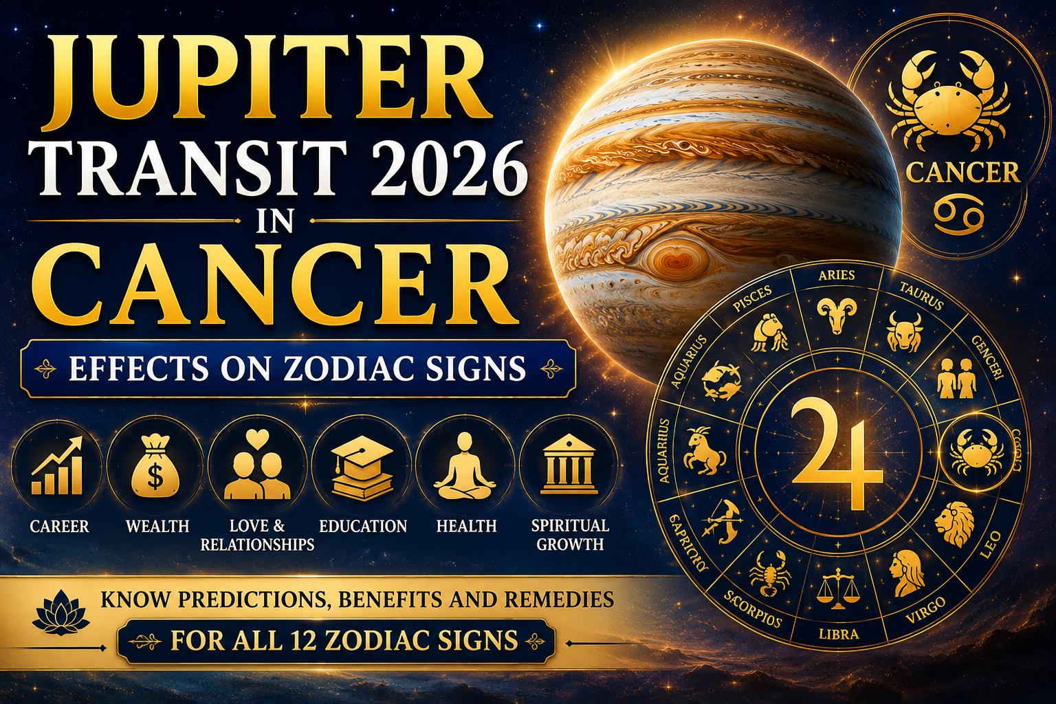 Jupiter Transit 2026 in Cancer Effects on Zodiac Signs
