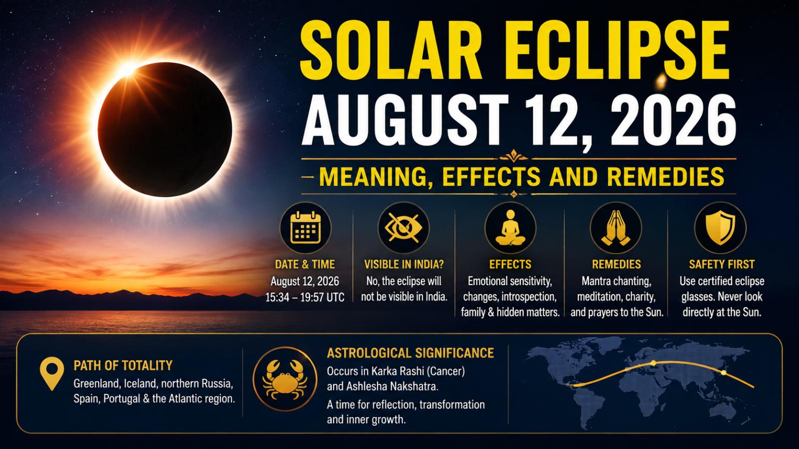 Solar Eclipse August 12, 2026: Effects, Remedies and Sutak Kaal