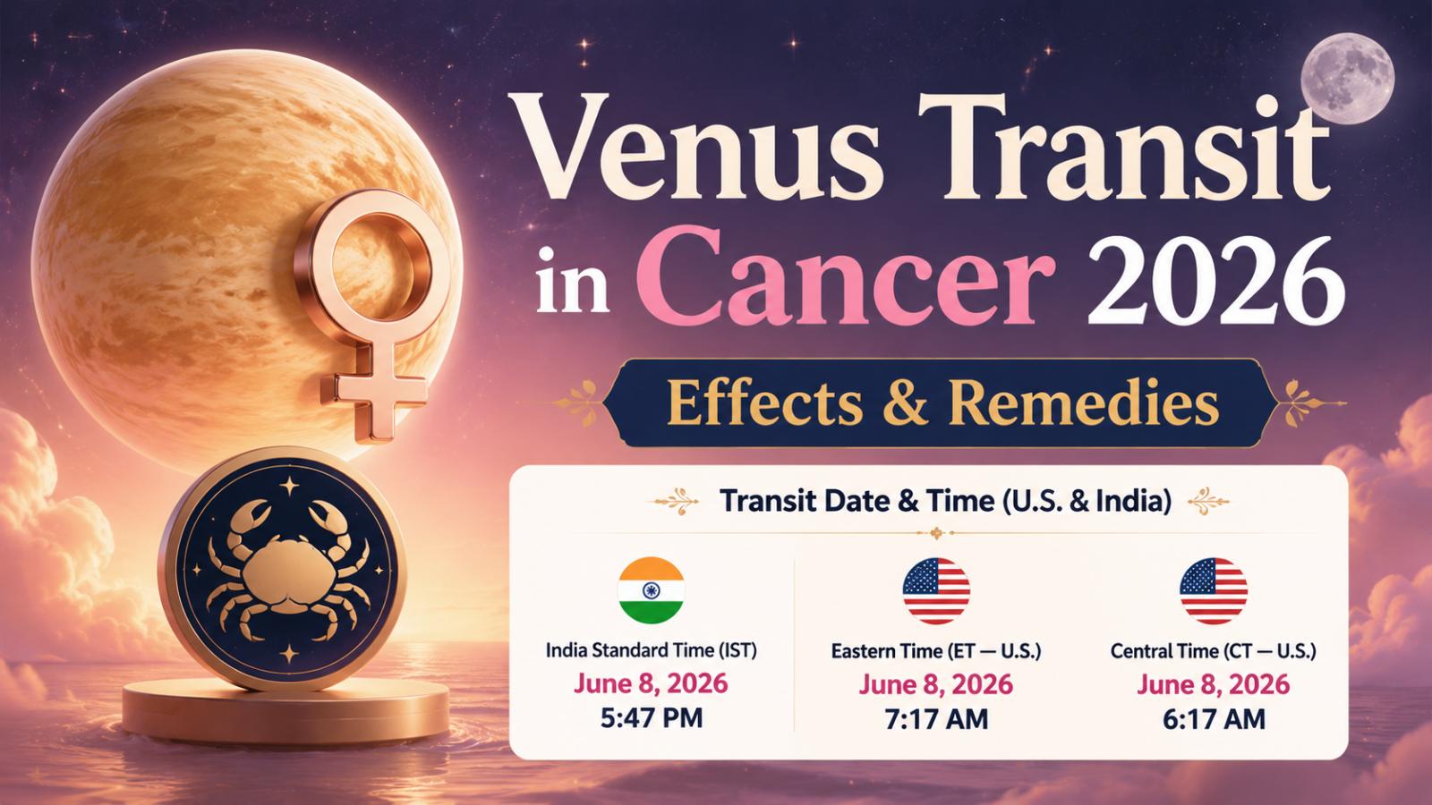 Venus Transit in Cancer 2026 — Effects & Remedies