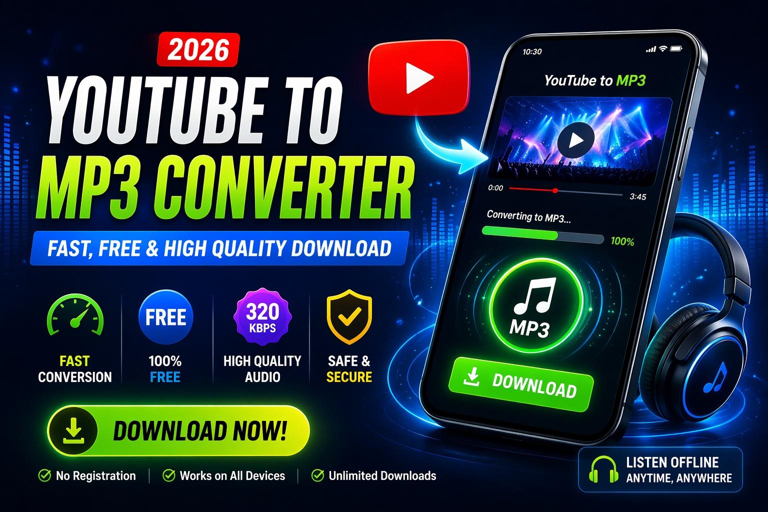 YouTube to MP3 Converter 2026 – Fast, Free & High Quality Download