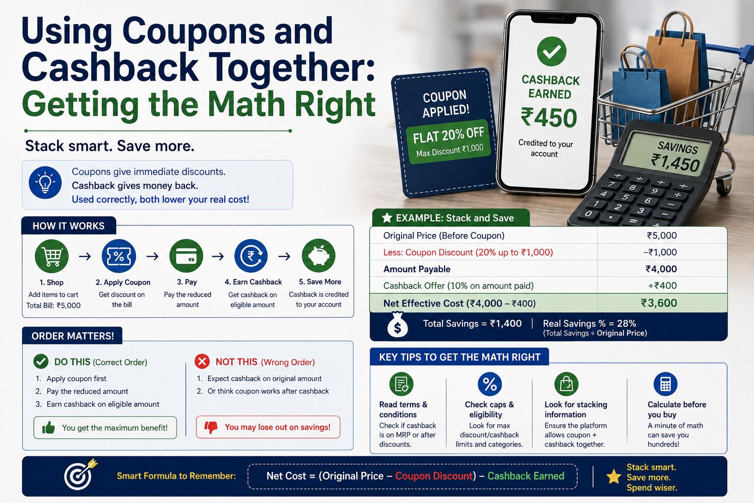 Using Coupons and Cashback Together: Getting the Math Right