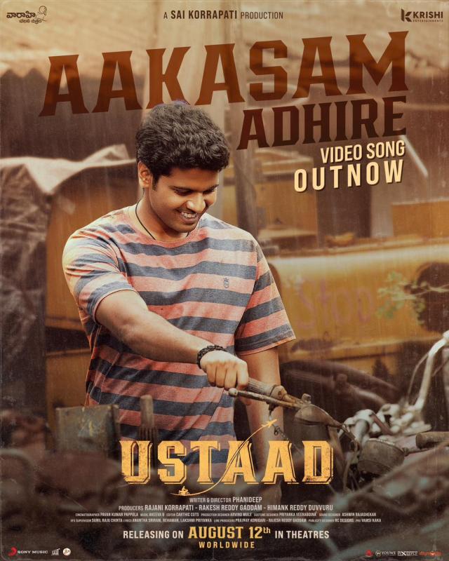 Ustaad Second Single Aakasam Adhire video song is launched by Heartthrob Dulquer Salmaan