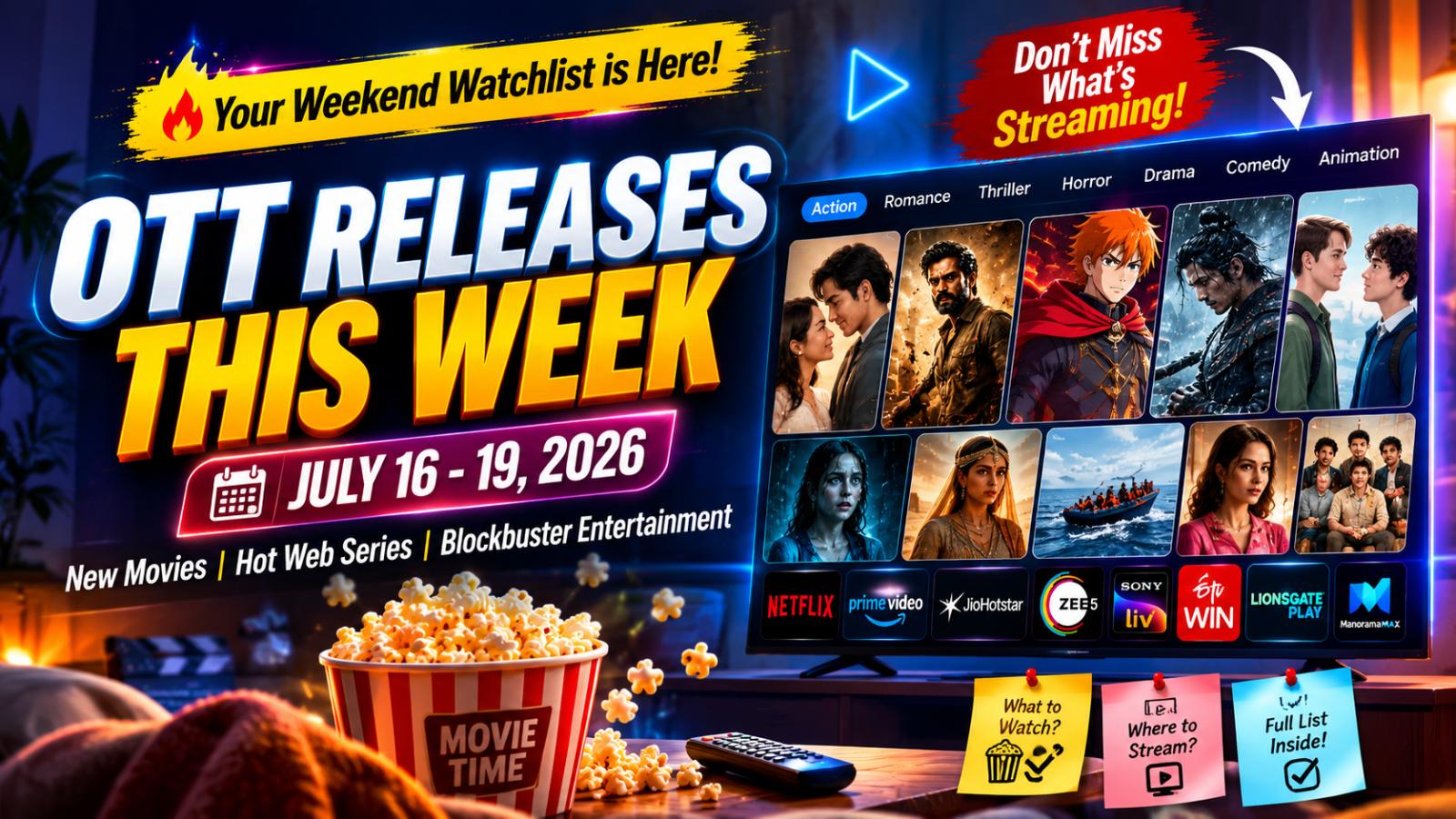 OTT Releases This Week: Movies and Series July 16-19, 2026