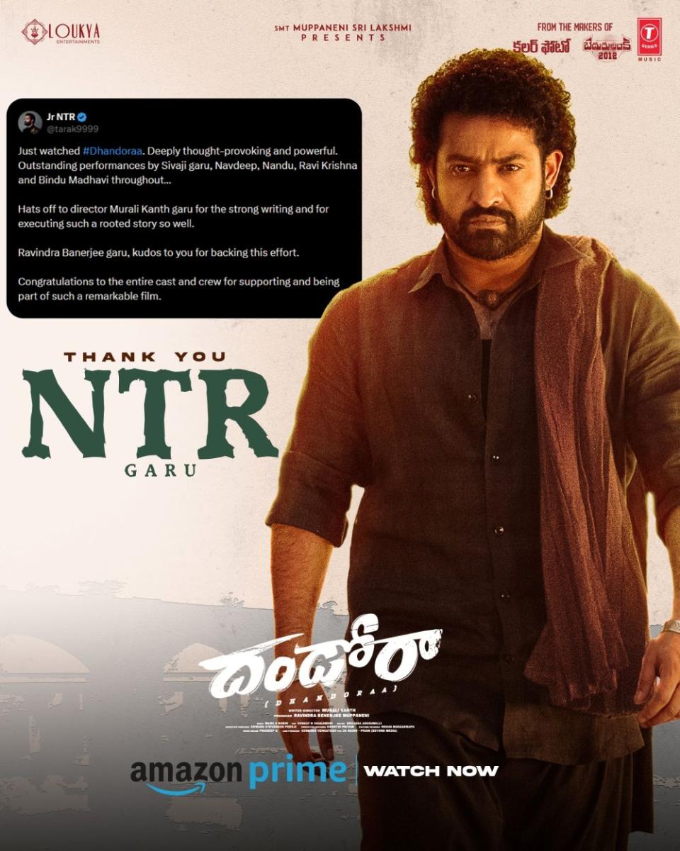 Jr. NTR praises Dhandoraa for rooted storytelling and powerful social message