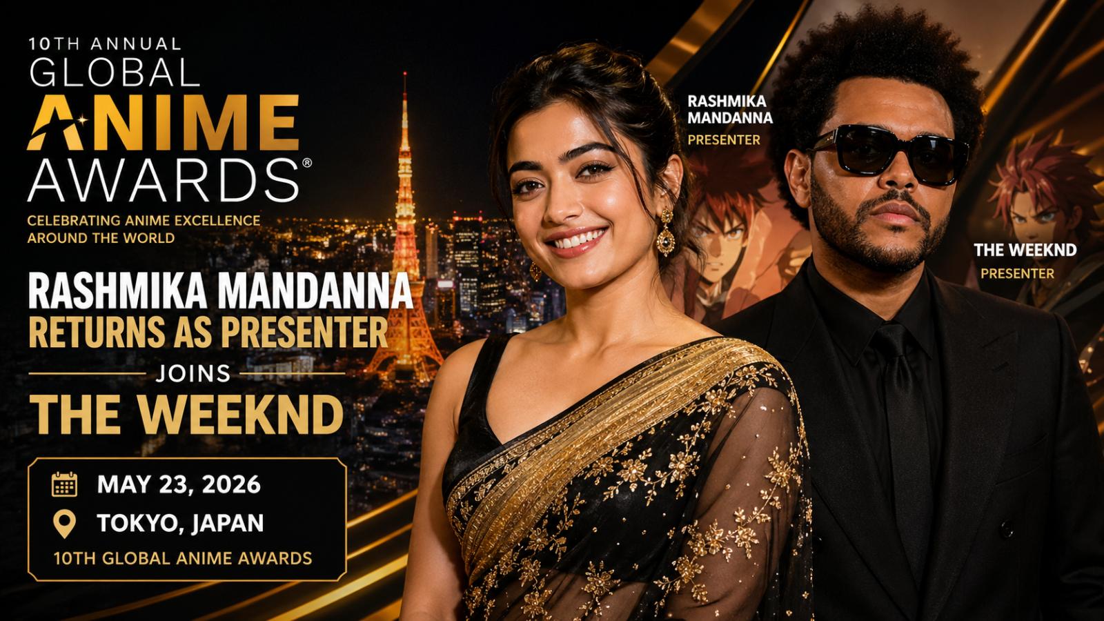 Rashmika Mandanna Returns to Anime Awards 2026 With The Weeknd in Tokyo