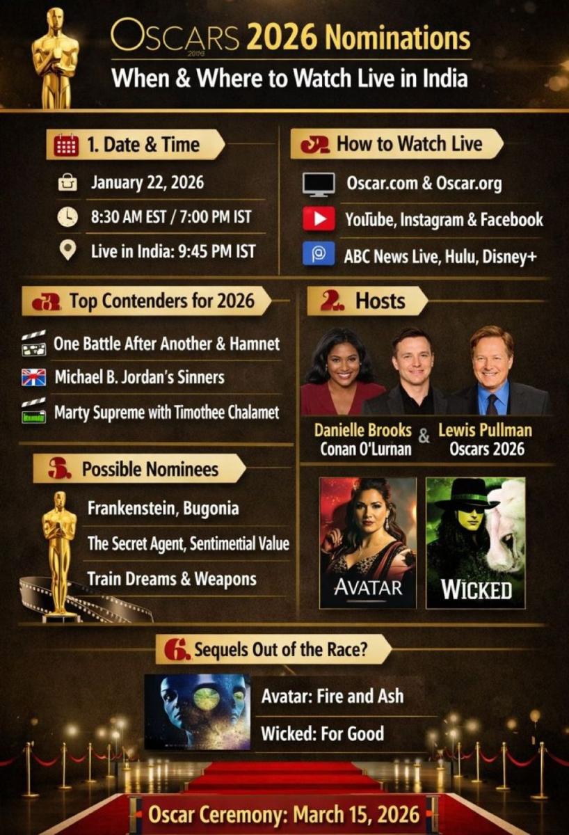 Oscars 2026 Nominations: When and Where to Watch the Live Announcement in India